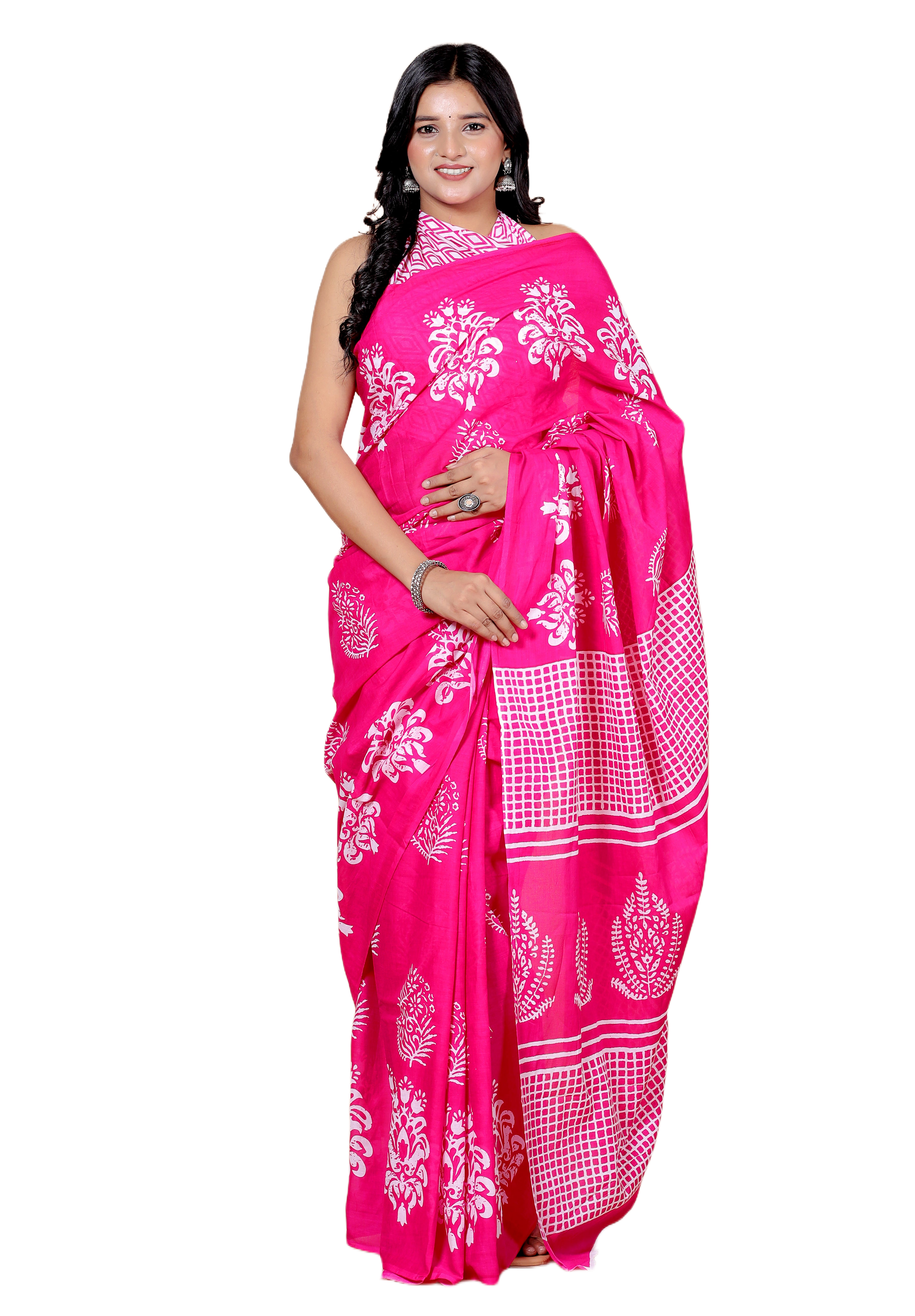 Pink Printed Women's Saree view 4
